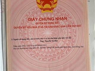 Chính chủ bán gấp chịu lỗ đất sổ thổ cư 108m2 tây hoà, trảng bom