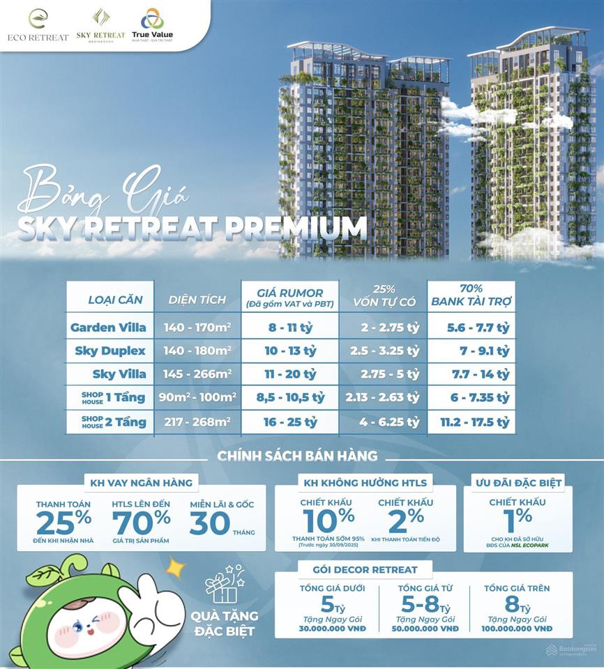 Nhận booking ưu tiên chọn căn sớm sky premium, garden villa, duplex, sky villa