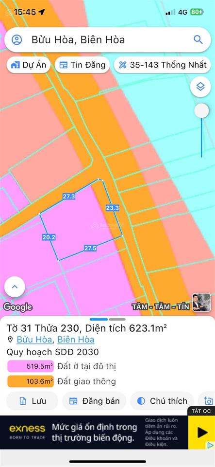 Bán lô biệt thự góc 2 mặt tiền view sát bờ sông mát rượi phường bửu hòa 12,5 tỷ