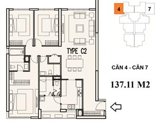Chính chủ bán căn 137m2. 3pn2vs. tầng trung, căn góc full nội thất, thiết kế vuông đẹp nhất dự án.
