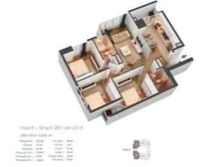 Chính chủ bán căn 94,8m2. tầng cao. căn góc toà b. 3pn  2vs. full nội thất. (toà a và b có sổ)