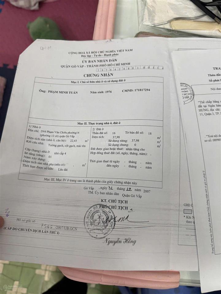 Bán nhà hẻm 237 phạm văn chiêu thông ra đường kênh tham lương   0969 538 ***