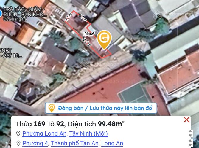 Bán đất nền 99,5m2 tại 4, tân an, long an, 1,5 tỷ