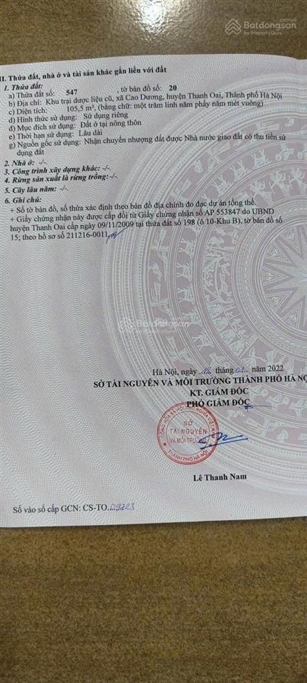 Chính chủ bán đất đấu giá cao dương, thanh oai. ngay da khu công nghệ cao của vin rộng 6000ha