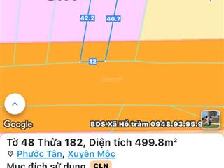 Mặt tiền bình ba đá bạc thuộc xã hồ tràm thành phố hồ chí minh diện tích 1242 có 100m thổ cư