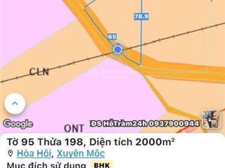 Hoà hội xuyên mộc brvt diện tích 2 sào có 65m mặt tiền đường bê tông giá 900tr tổng lô