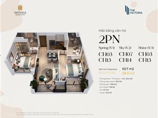 Bán căn 2 ngủ 2wc  2 ban công, tầng 2x tòa v2 chung cư the victoria chỉ 5,7 tỷ