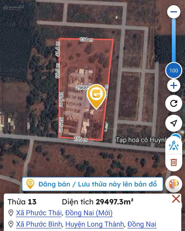 Chính chủ bán nhanh 29.497m2 đất mặt tiền đường phước bình, long thành, đồng nai  5 triệu/m2 tl