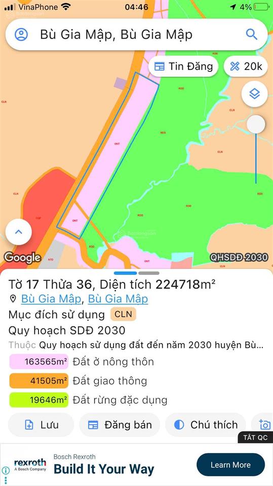 Bán đất dt741 bù gia mật 22ha mặt tiền đường hơn 1km
