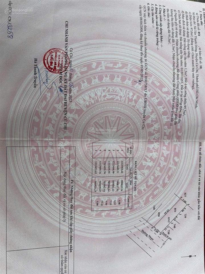 Tân thạnh đông củ chi, đất shr, mặt tiền đường 397. xã tân thanh đông, dt 5x20m thố cư full