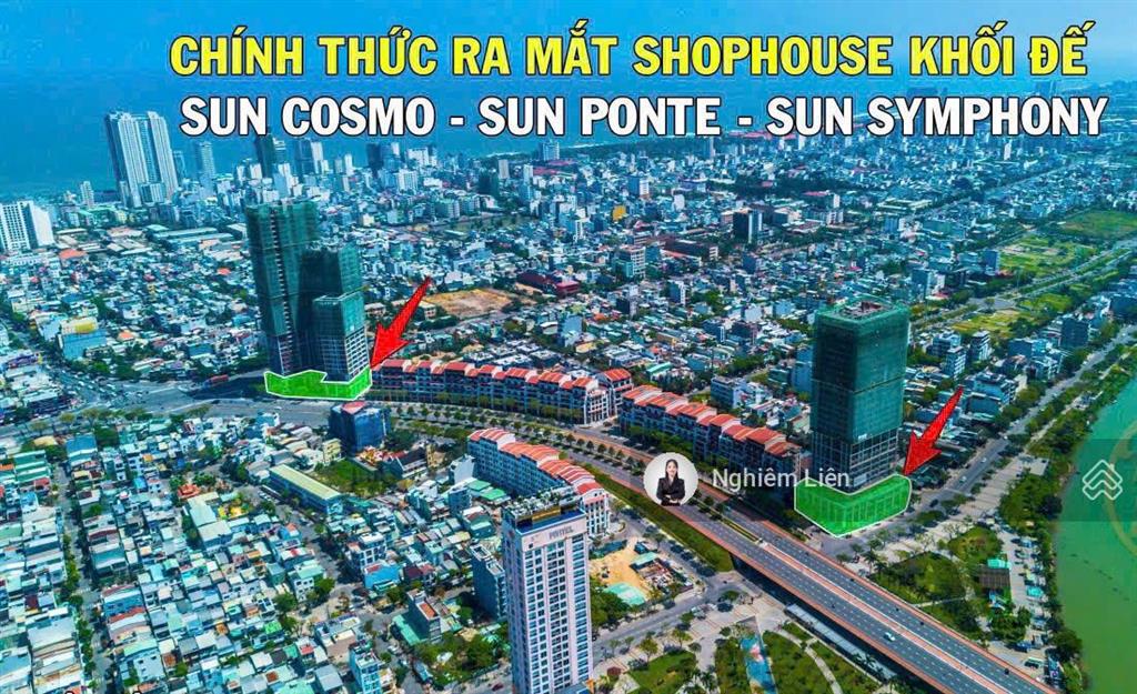 Shophouse khối đế sun cosmo 2 tầng giá gốc cđt. khai thác dòng tiền ngay  219m2  mặt tiền rộng