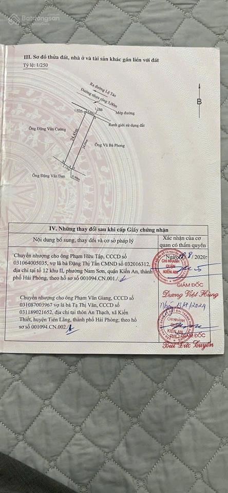 Chính chủ bán lô đất lệ tảo nam sơn kiến an hải phòng