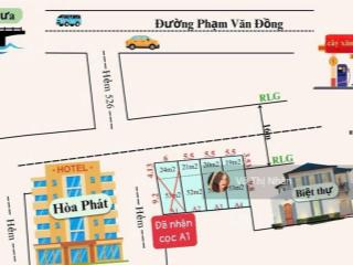 6.7 tỷ hiếm  đất hẻm xe tải phạm văn đồng  20m ra đường lớn  xây 4 tầng + lửng  dt 5.5 * 13m