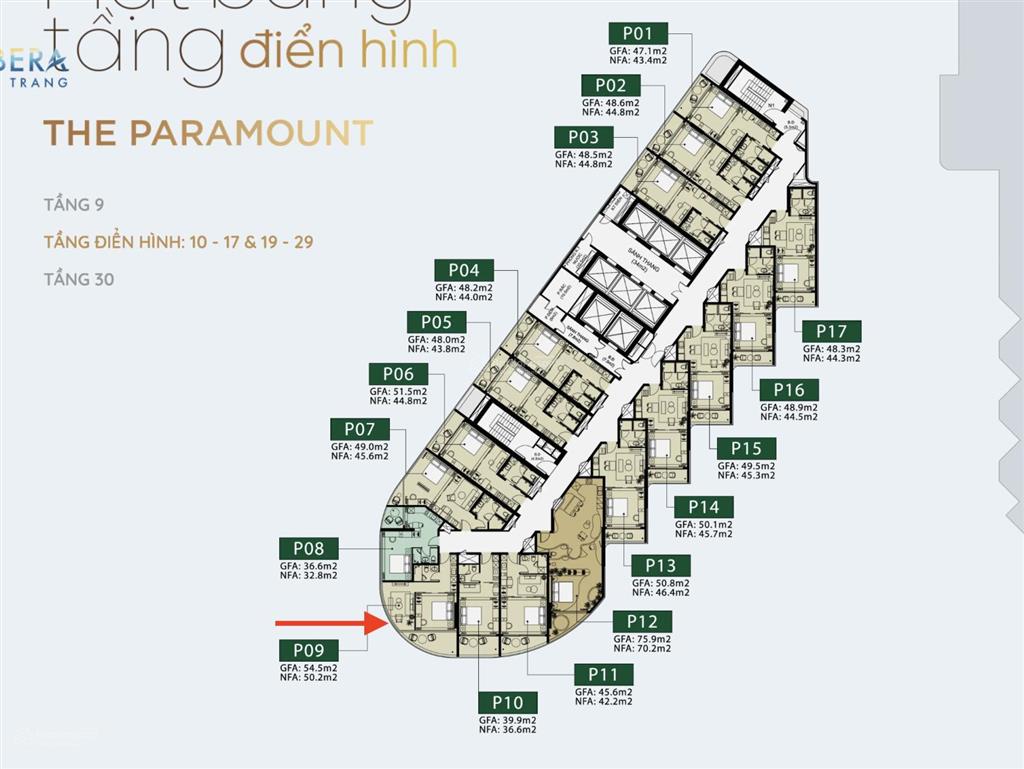 Bán căn hộ 09 đẹp nhất toà parmount  libera nha trang view trực diện biển.  0912 381 ***