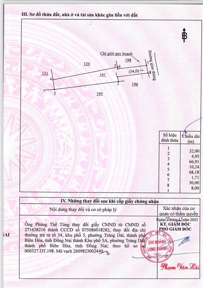 Bán đất 1092m2 sát bên tái định cư p. bảo vinh, cách chợ long khánh 800m, có 100m2 thổ cư