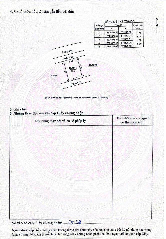 Bán lô đất đầu giá LK3-05 Lòng Khúc, Tiền Yên, DT 92m2, mt8m giá chỉ 118tr/m2