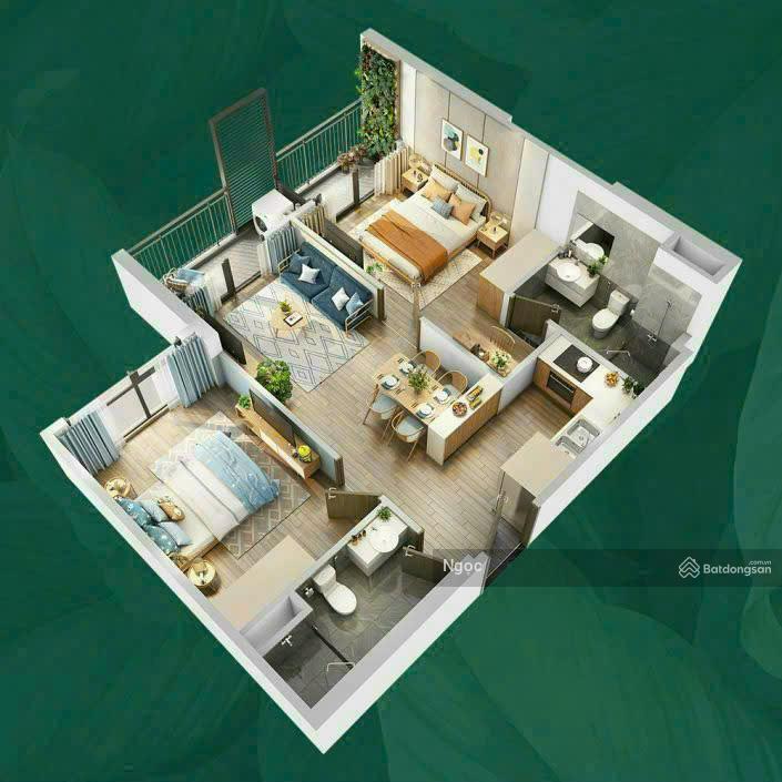Rẻ nhất hiện tại khu victoria căn 2pn 65m2 giá 5,45tỷ bao phí 2 ban công, 2 hầm xe  đóng tiến độ