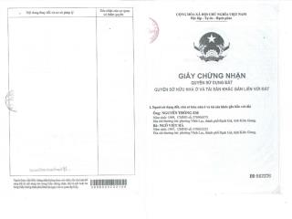 Qsdđ tại thửa đất số 587, tờ bản đồ số 13, kp minh phú, minh lương, châu thành, kiên giang
