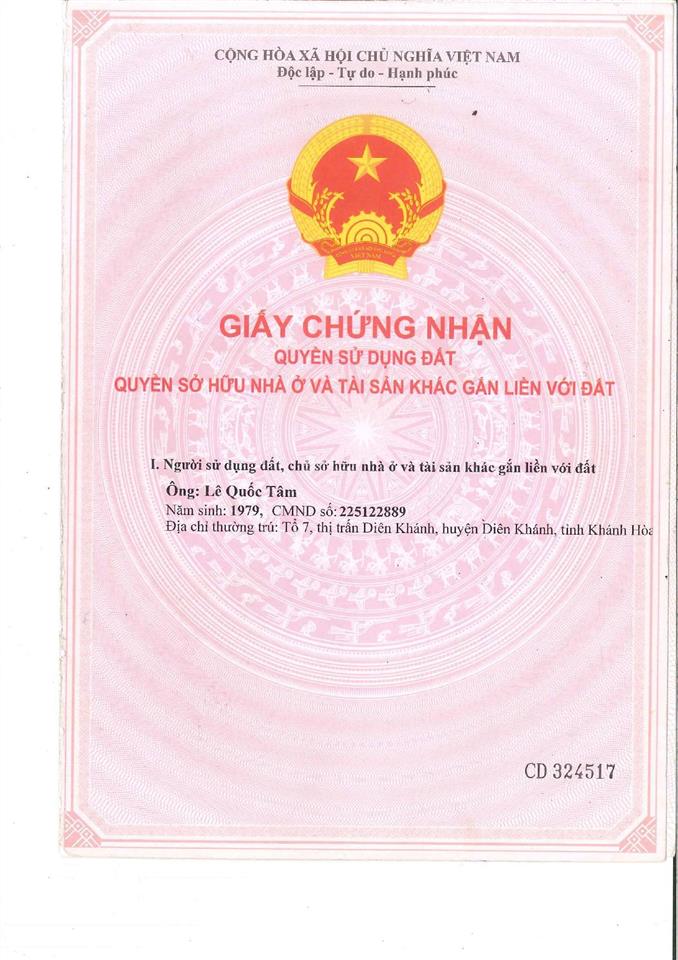 Qsdđ thửa đất số 484, 500, 501, 502 tbđ số 1 tại xã suối cát, huyện cam lâm, tỉnh khánh hòa