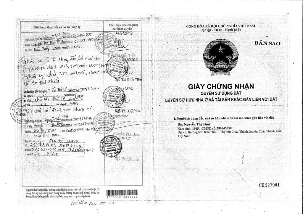 Qsdđ tại thửa đất số 22, tbđ số 6, địa chỉ chà là, huyện dương minh châu, tỉnh tây ninh