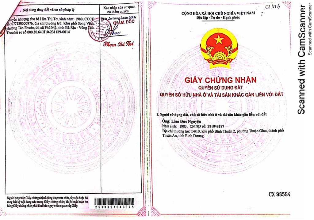 Qsdđ thửa đất số 385, tbđ 5, ấp thanh kiều, xã thanh lương, thị xã bình long, tỉnh bình phước