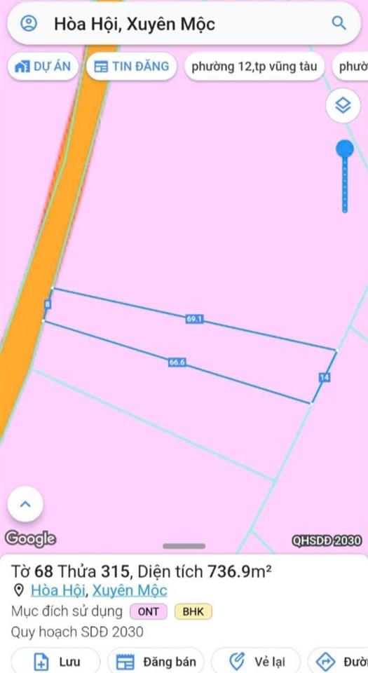 Chủ cần bán 2 lô đất sát nhau tại Hòa Hội,Xuyên Mộc.Bà Rịa _Vũng Tàu.