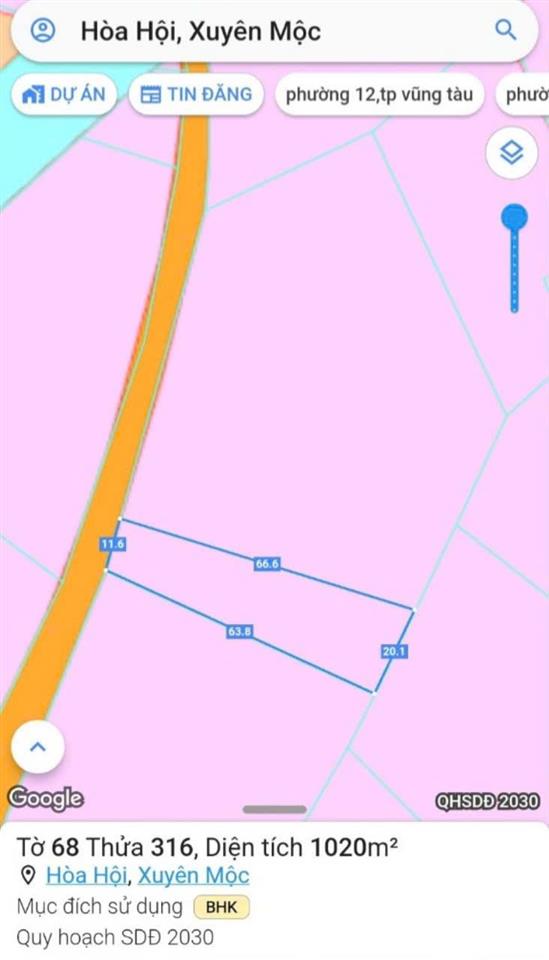 Chủ cần bán 2 lô đất sát nhau tại Hòa Hội,Xuyên Mộc.Bà Rịa _Vũng Tàu.