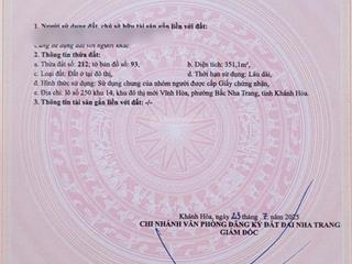 Bán lô đất khu biệt thự lấn biển đường huỳnh văn nghệ, p. vĩnh hoà, nha trang  351m2  giá 47tr/m2