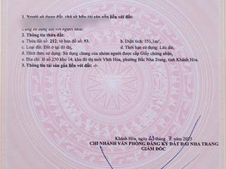 Bán lô đất khu biệt thự lấn biển đường huỳnh văn nghệ, p.vĩnh hoà ,nha trang  cách biển 100m