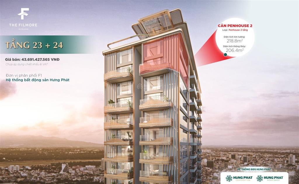 Filmore  penhouse phiên bản giới hạn thiết kế độc quyền, chỉ 1 căn đẹp nhất tp đà nẵng