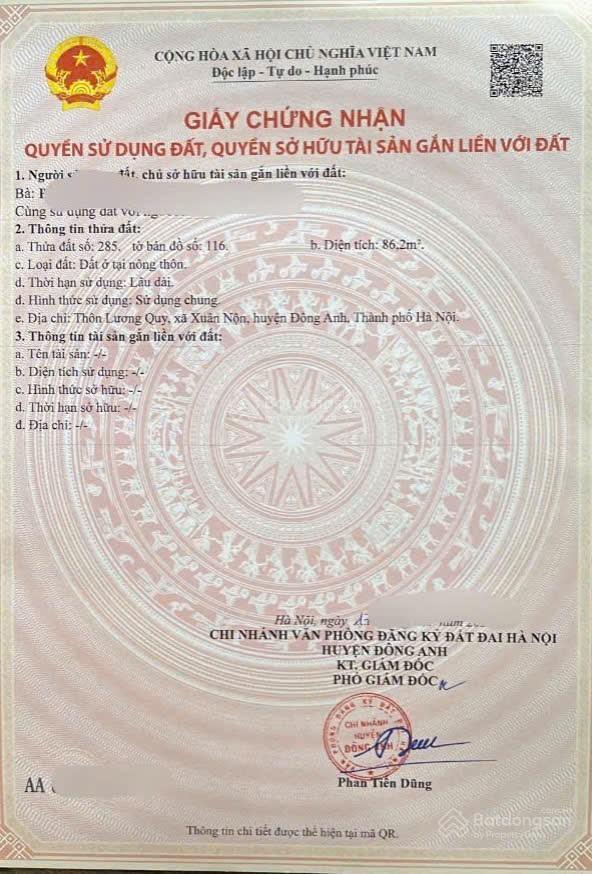 Bán đất nền tại xuân nộn, đông anh, hà nội, 6,2 tỷ, 86.2 m2, giá ưu đãi