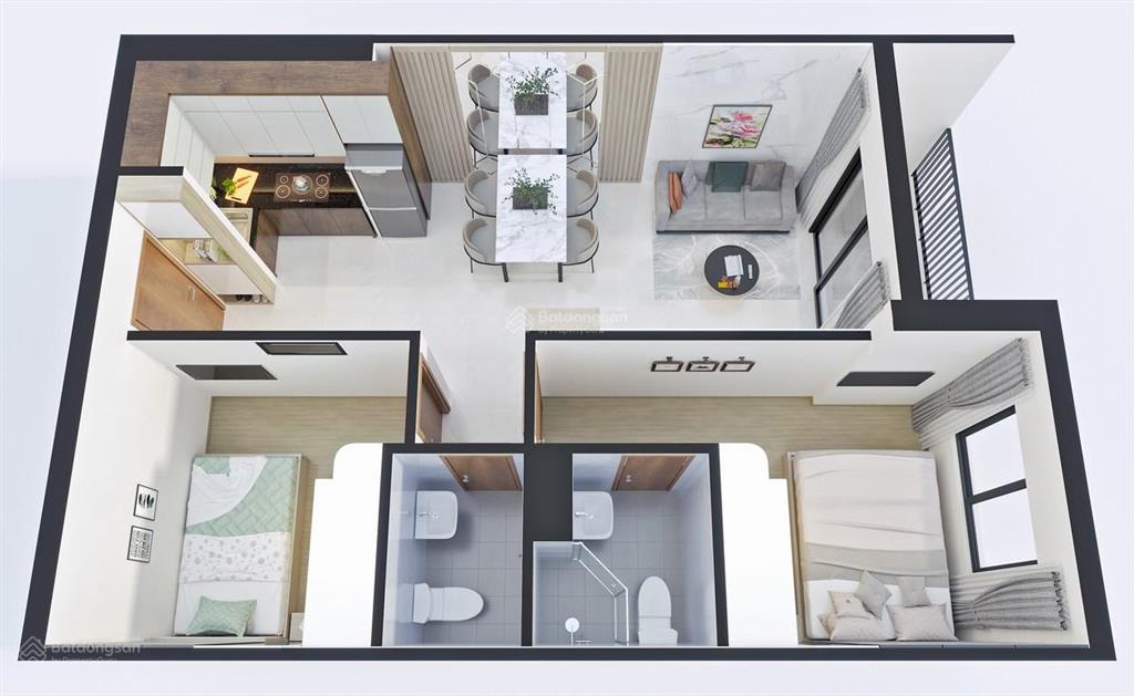Bán căn hộ bcons sala 52m2 2pn 2wc giá 1 tỷ 730 nội thất cơ bản sổ hồng riêng, bao thuế phí