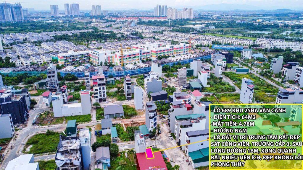 Bán Đất Vân Canh - Hoài Đức, 64m². Mặt tiền 4.78m nở hậu. Đường 11m có vỉa hè tiện k/doanh