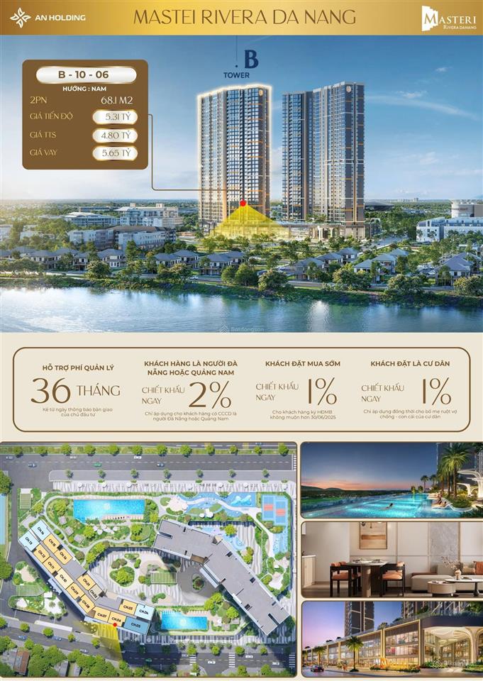 Bán căn hộ masterise hướng nam mát mẻ view sông, giá chỉ hơn 4 tỷ, căn 2pn nội thất cao cấp