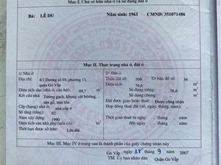 Nhà hẻm lê đức thọ , gò vấp  77m giá chỉ 5,7 tỷ