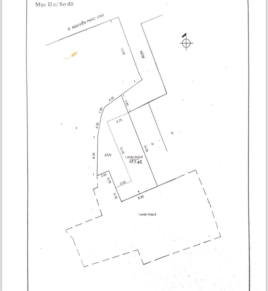 Bán đất cách mặt tiền nguyễn phúc chu 1 căn nhà, 157m giá chỉ 12,9 tỷ còn thương lượng