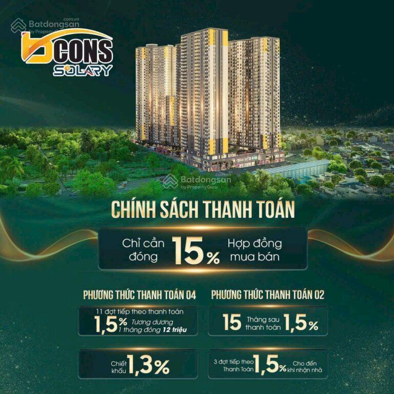 Bán căn hộ 2pn tại bcons solary, 1,7 tỷ, 47m2, dĩ an, bình dương, đẹp, nhiều tiện ích