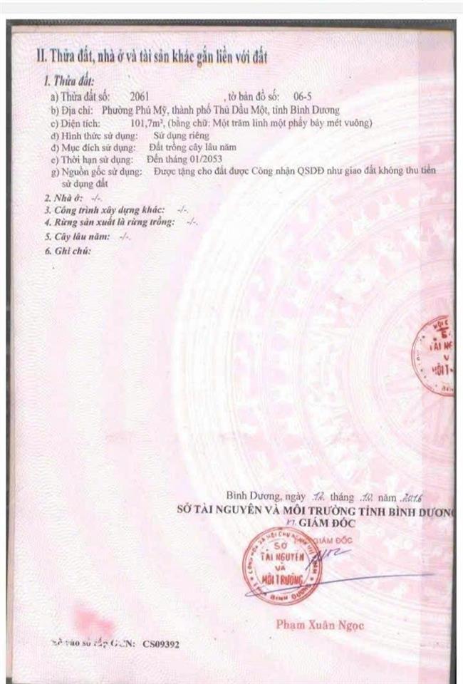 Bán đất tại đường dx 006, phú mỹ, thủ dầu một, bình dương, 2.4 tỷ, 101.8m2, hàng hiếm