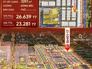 23 tỷ sở hữu ngay căn liền kề 120m2 (giãn xây) tại vinhomes đan phượng