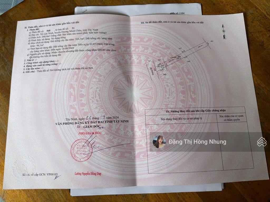 Lộc ninh dmc 5x59m có thổ cư đường 6m, cách nhựa, trường học 150m, 440tr thương lượng