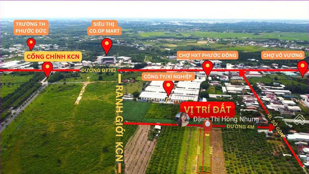 Đất full thổ sát bên kcn phước đông 4,8x35m chỉ 730tr