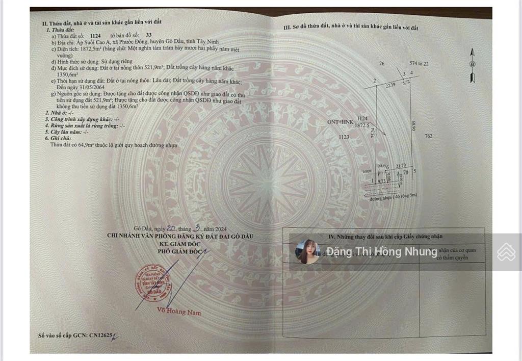 Mặt tiền nhựa thông 1/ dt782, 30x68m có 521m2 thổ cư chỉ 6.9 tỷ