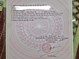 Bán đất tại đường liên xã, thôn hiền đông, quảng lưu, quảng xương, thanh hóa, 1,45 tỷ, 132m2