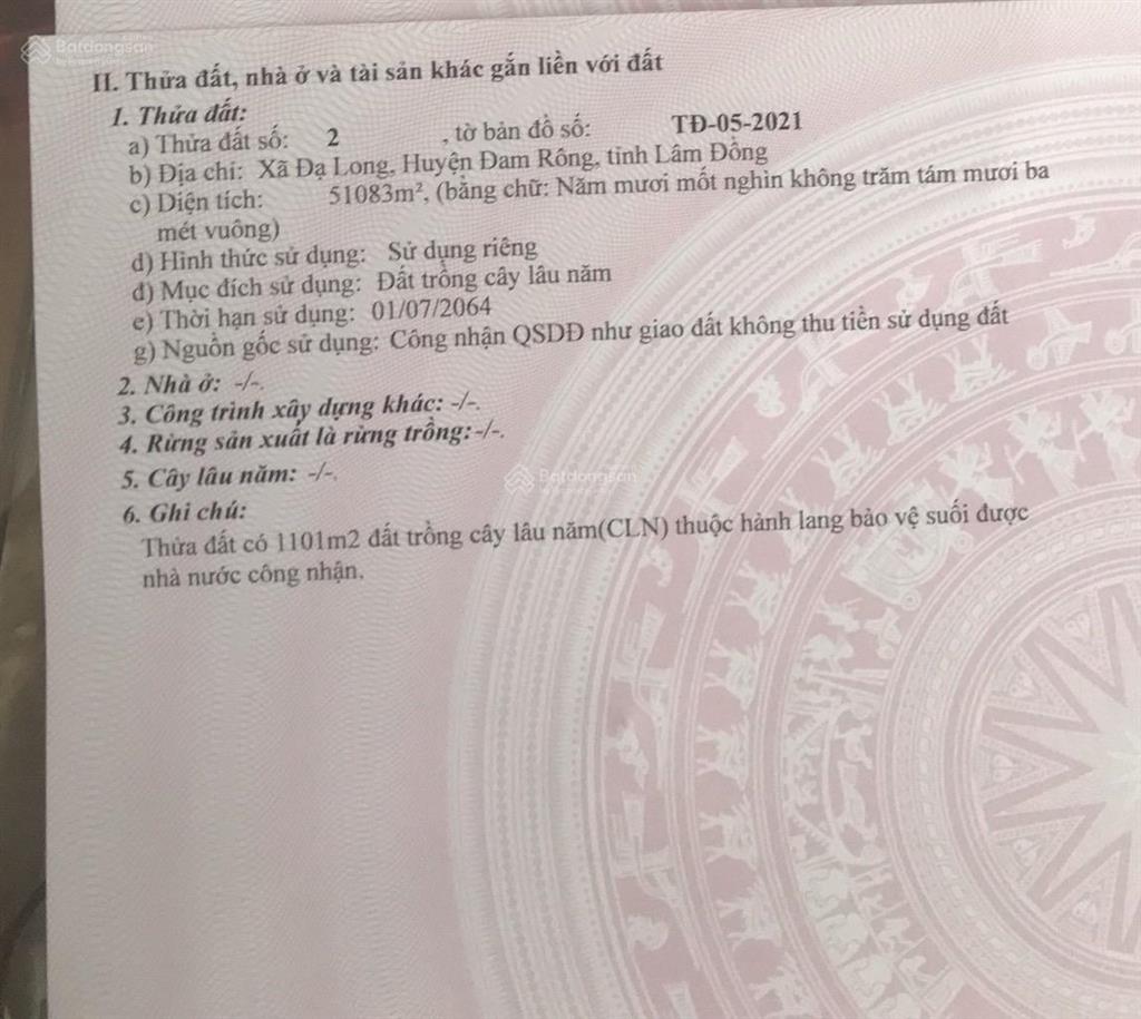 Bán 5,108ha (sổ đỏ), tl722 dài 220md mặt. ngay kdl suối khoáng nóng( 0868 666 ***)