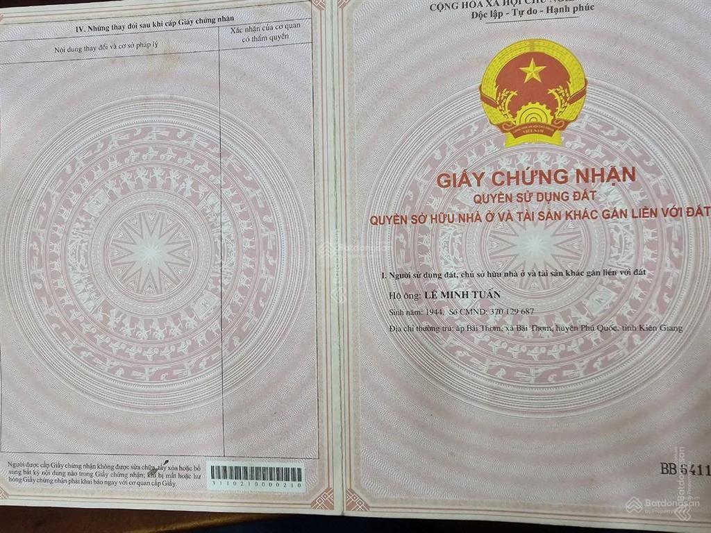 Chính chủ cần bán đất mặt biển phú quốc ngay cạnh dự án lấn biển bãi thơm