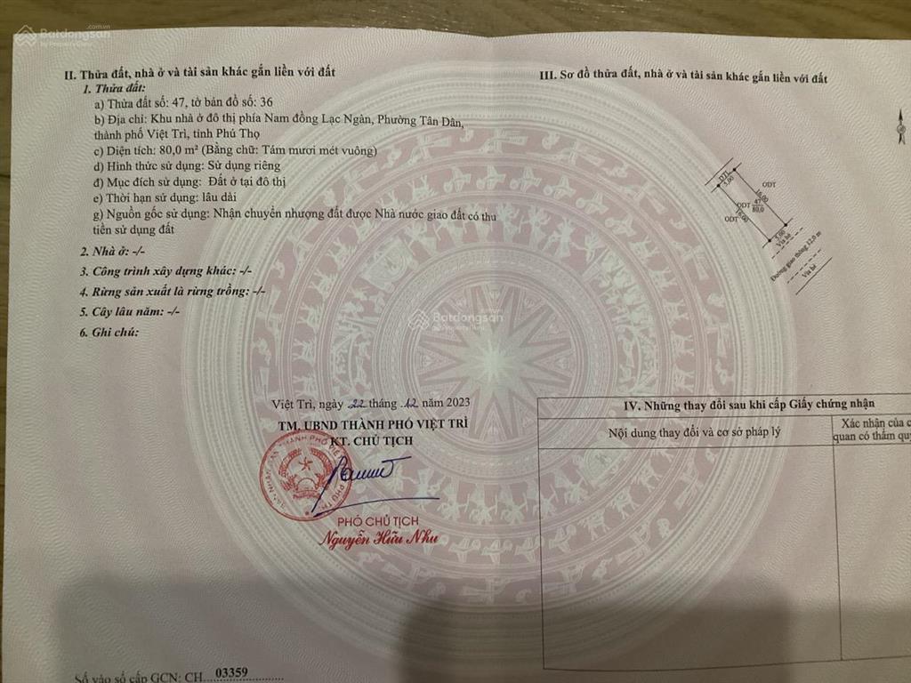 Chính chủ bán đất 80m2 tại dự án khu đô thị bavella lạc ngàn  việt trì  phú thọ