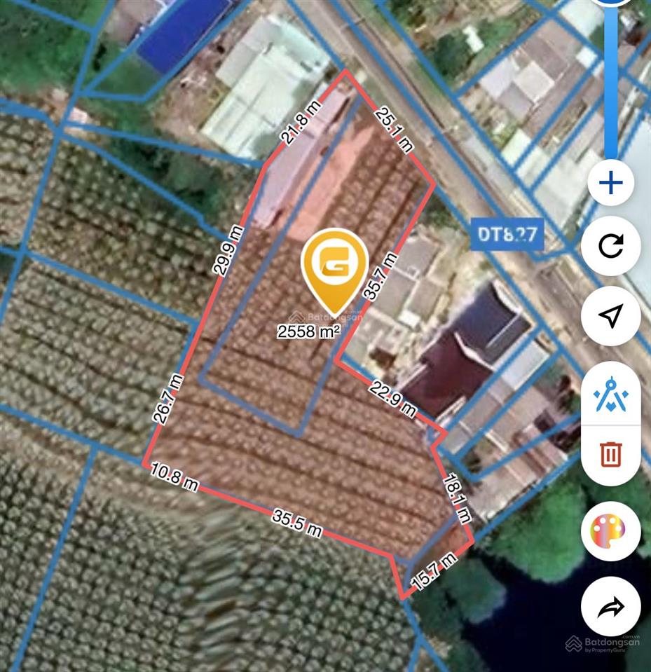 Bán đất dt 2558m2, giá 33,5 tỷ ở đt 827a, xã thuận mỹ, châu thành, long an, hot! uy tín