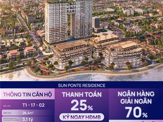 Cần bán lỗ 1 căn studio đẹp nhất dự án sun ponte