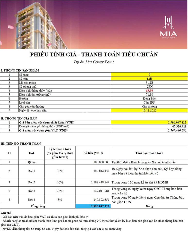 Căn 2pn view biển cuối cùng tại mia center point