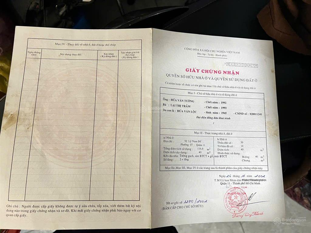 Bán nhà mặt phố lý nam đế, quận 11, hồ chí minh, 15 tỷ, 116.8m2